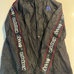 Kappa Black Windbreaker with Red Accents